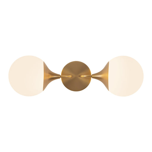 Kuzco Nouveau 2-Light 19in Vanity Light | Art Nouveau Aged Gold and Opal Matte Glass | Bathroom & Powder Room | Model WV505219AGOP