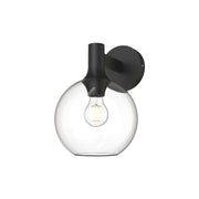 Kuzco Castilla 1-Light 8in Wall Vanity | Classic Chic Clear Glass and Matte Black | Bathroom & Powder Room | 7.88 x 11.88 in | Model WV506108MBCL