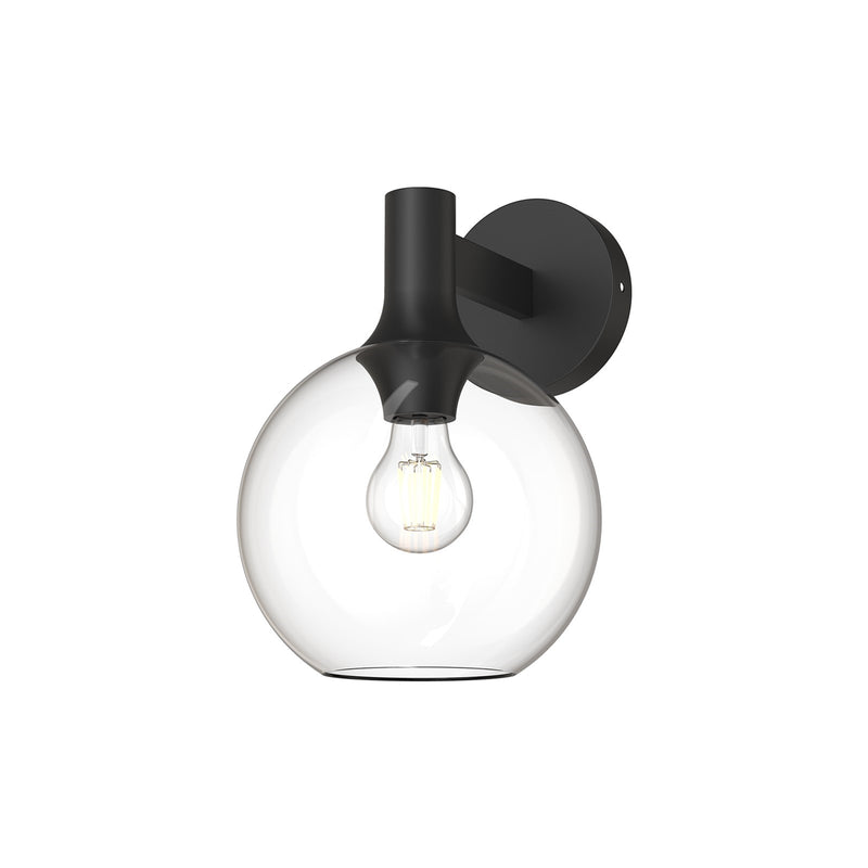 Kuzco Castilla 1-Light 8in Wall Vanity | Classic Chic Clear Glass and Matte Black | Bathroom & Powder Room | 7.88 x 11.88 in | Model WV506108MBCL