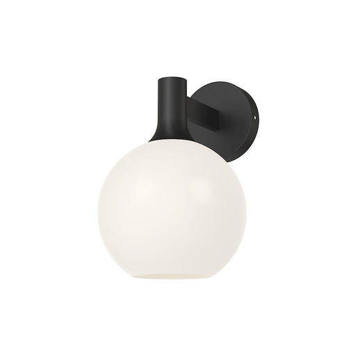 Alora Mood Castilla 1-Light 8in Wall Sconce | Modern Matte Black and Opal Glass | Bathroom Vanity & Powder Room | Model WV506108MBOP