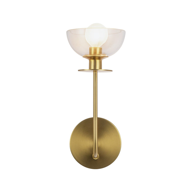 Kuzco Sylvia 1-Light 5in Wall Vanity | Modern Brushed Gold Steel and Clear Glass | Bathroom & Powder Room | Damp Rated, 60W E12 | Model WV515205BGCL