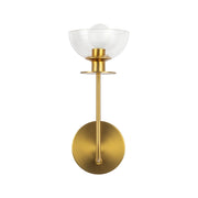 Kuzco Sylvia 1-Light 5in Wall Vanity | Modern Brushed Gold Steel and Clear Glass | Bathroom & Powder Room | Damp Rated, 60W E12 | Model WV515205BGCL