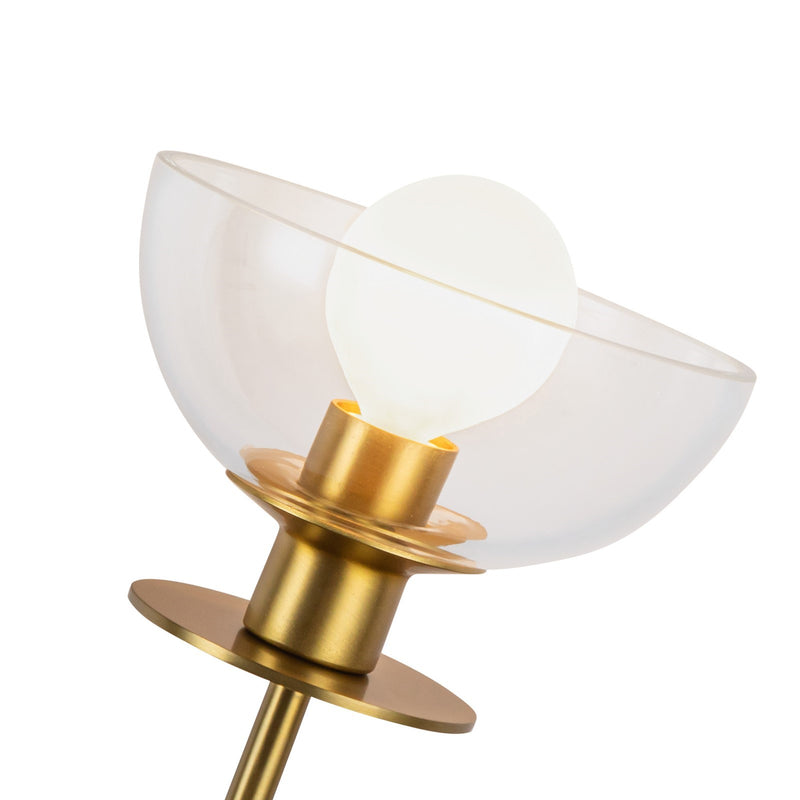 Kuzco Sylvia 1-Light 5in Wall Vanity | Modern Brushed Gold Steel and Clear Glass | Bathroom & Powder Room | Damp Rated, 60W E12 | Model WV515205BGCL