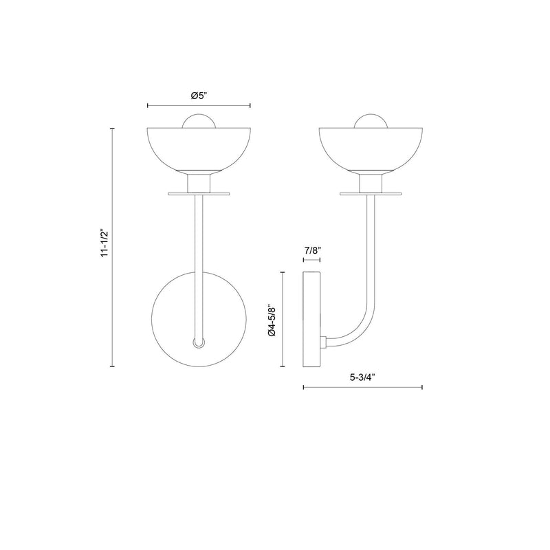 Kuzco Sylvia 1-Light 5in Wall Vanity | Modern Brushed Gold Steel and Clear Glass | Bathroom & Powder Room | Damp Rated, 60W E12 | Model WV515205BGCL