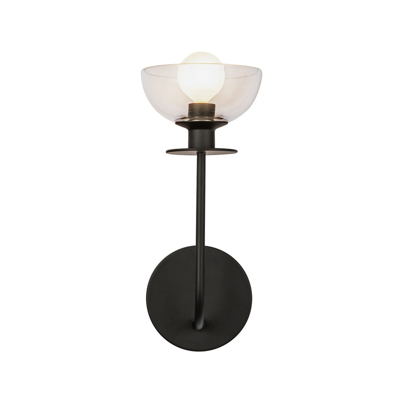 Kuzco Sylvia 5in 1-Light Wall Vanity | Modern Matte Black Steel and Clear Glass Shade | Bathroom Vanity & Powder Room | Model WV515205MBCL