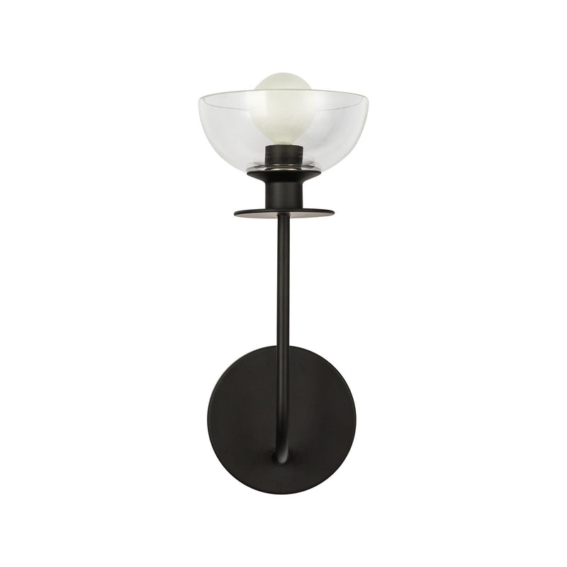 Kuzco Sylvia 5in 1-Light Wall Vanity | Modern Matte Black Steel and Clear Glass Shade | Bathroom Vanity & Powder Room | Model WV515205MBCL