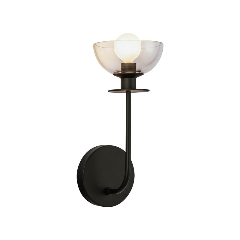 Kuzco Sylvia 5in 1-Light Wall Vanity | Modern Matte Black Steel and Clear Glass Shade | Bathroom Vanity & Powder Room | Model WV515205MBCL