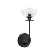 Kuzco Sylvia 5in 1-Light Wall Vanity | Modern Matte Black Steel and Clear Glass Shade | Bathroom Vanity & Powder Room | Model WV515205MBCL