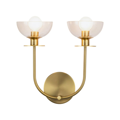 Kuzco Sylvia 2-Light 12in Vanity Light | Modern Brushed Gold Steel and Clear Glass | Bathroom & Powder Room | 12 x 12 x 11.5 in | Model WV515212BGCL