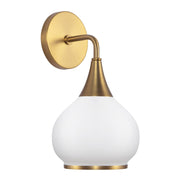 Alora Mood Hazel 1-Light 6in Wall Sconce | Aged Gold and Opal Matte Glass | Bathroom & Powder Room Vanity Light | 60W E26 Damp | Model WV524006AGOP