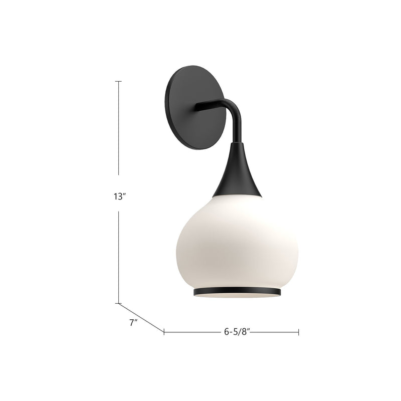 Alora Mood Hazel 1-Light 6in Wall Sconce | Aged Gold and Opal Matte Glass | Bathroom & Powder Room Vanity Light | 60W E26 Damp | Model WV524006AGOP