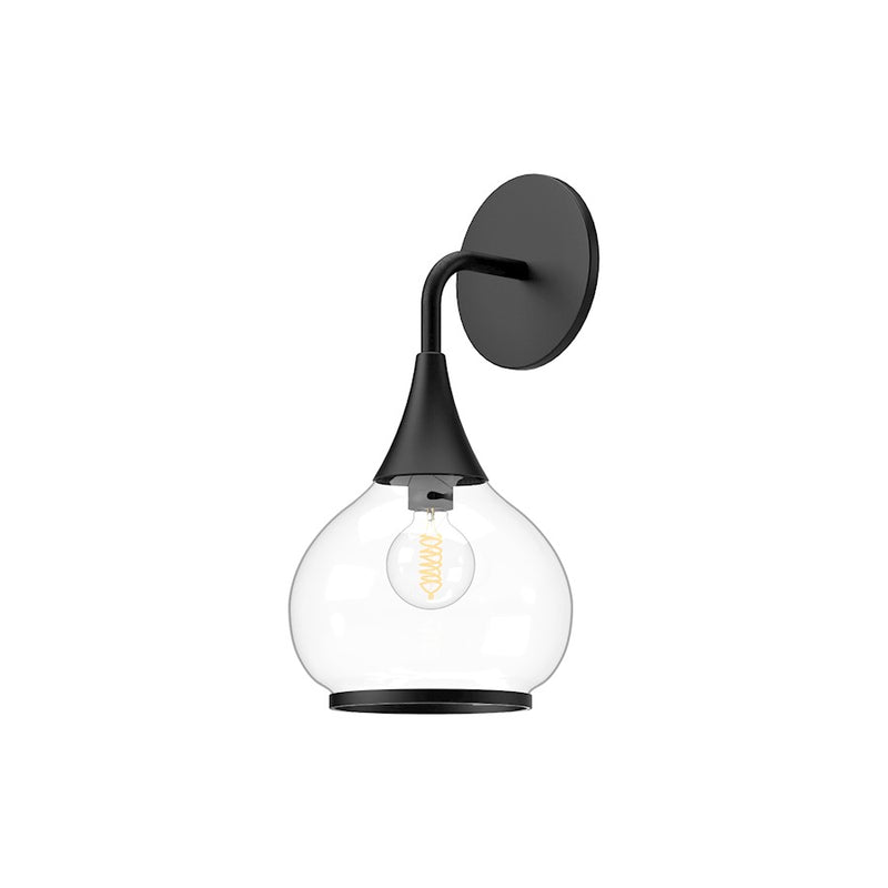 Kuzco Hazel 6in 1-Light Wall Sconce | Vintage Apothecary Clear Glass and Matte Black Metal | Bathroom Vanity & Hallway | Model WV524006MBCL