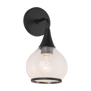 Kuzco Hazel 6in 1-Light Wall Sconce | Vintage Apothecary Clear Glass and Matte Black Metal | Bathroom Vanity & Hallway | Model WV524006MBCL