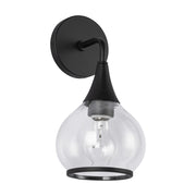 Kuzco Hazel 6in 1-Light Wall Sconce | Vintage Apothecary Clear Glass and Matte Black Metal | Bathroom Vanity & Hallway | Model WV524006MBCL
