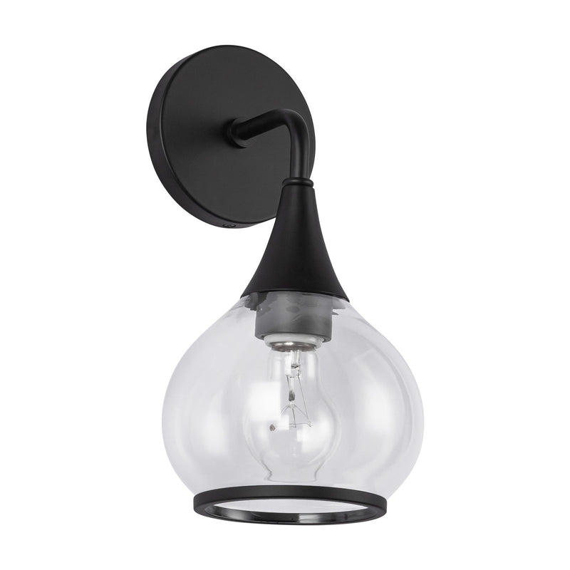 Kuzco Hazel 6in 1-Light Wall Sconce | Vintage Apothecary Clear Glass and Matte Black Metal | Bathroom Vanity & Hallway | Model WV524006MBCL