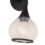 Kuzco Hazel 6in 1-Light Wall Sconce | Vintage Apothecary Clear Glass and Matte Black Metal | Bathroom Vanity & Hallway | Model WV524006MBCL