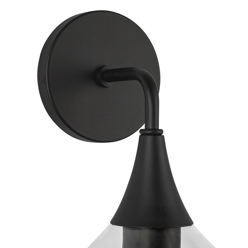 Kuzco Hazel 6in 1-Light Wall Sconce | Vintage Apothecary Clear Glass and Matte Black Metal | Bathroom Vanity & Hallway | Model WV524006MBCL