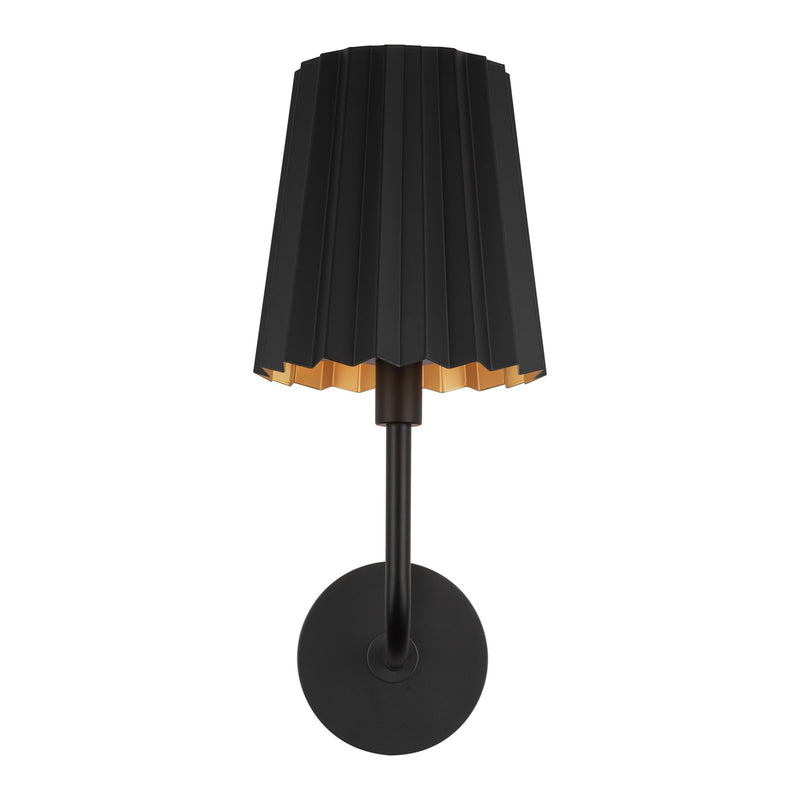 Kuzco Plisse 7in 1-Light Vanity Light | Matte Black Metal Pleated Shade | Bathroom Vanity & Powder Room | 7 x 7.88 x 17 in | Model WV528007MB