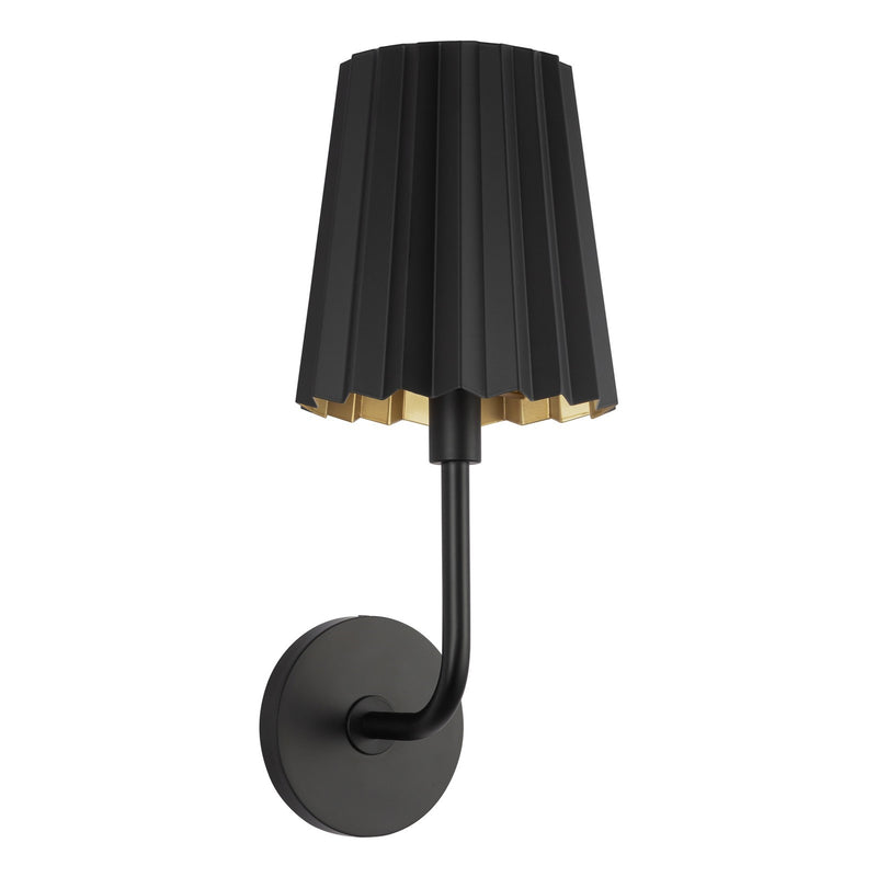Kuzco Plisse 7in 1-Light Vanity Light | Matte Black Metal Pleated Shade | Bathroom Vanity & Powder Room | 7 x 7.88 x 17 in | Model WV528007MB