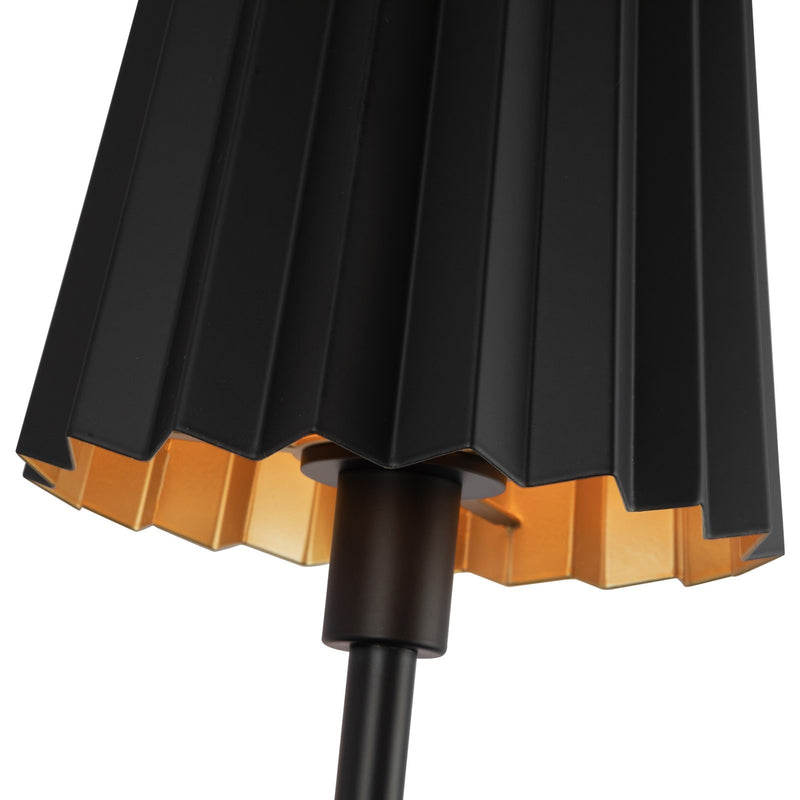 Kuzco Plisse 7in 1-Light Vanity Light | Matte Black Metal Pleated Shade | Bathroom Vanity & Powder Room | 7 x 7.88 x 17 in | Model WV528007MB