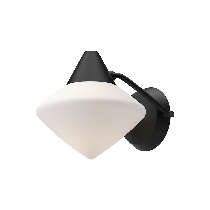 Kuzco Nora 1-Light Wall Vanity | Matte Black and Opal Matte Glass | Bathroom & Powder Room | 8 x 8.12 in, 9.88 in Extension | Model WV537508MBOP