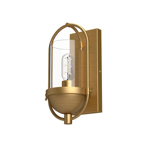 Alora Mood Cyrus 7in 1-Light Wall Sconce | Traditional Aged Gold Steel and Clear Glass | Bathroom & Powder Room Vanity | Model WV539007AGCL