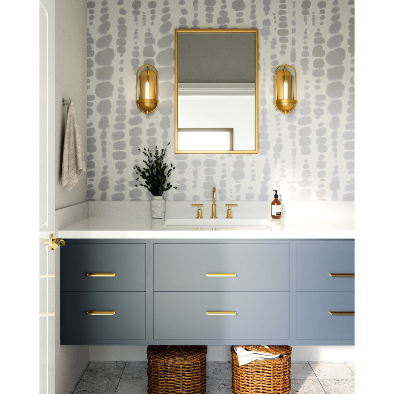 Alora Mood Cyrus 7in 1-Light Wall Sconce | Traditional Aged Gold Steel and Clear Glass | Bathroom & Powder Room Vanity | Model WV539007AGCL