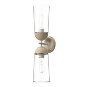 Kuzco Emil 2-Light 5in Vanity Light | White Oak and Clear Glass | Bathroom Vanity & Powder Room | 23.38 x 5 x 6.12 in | Model WV542226WHWK