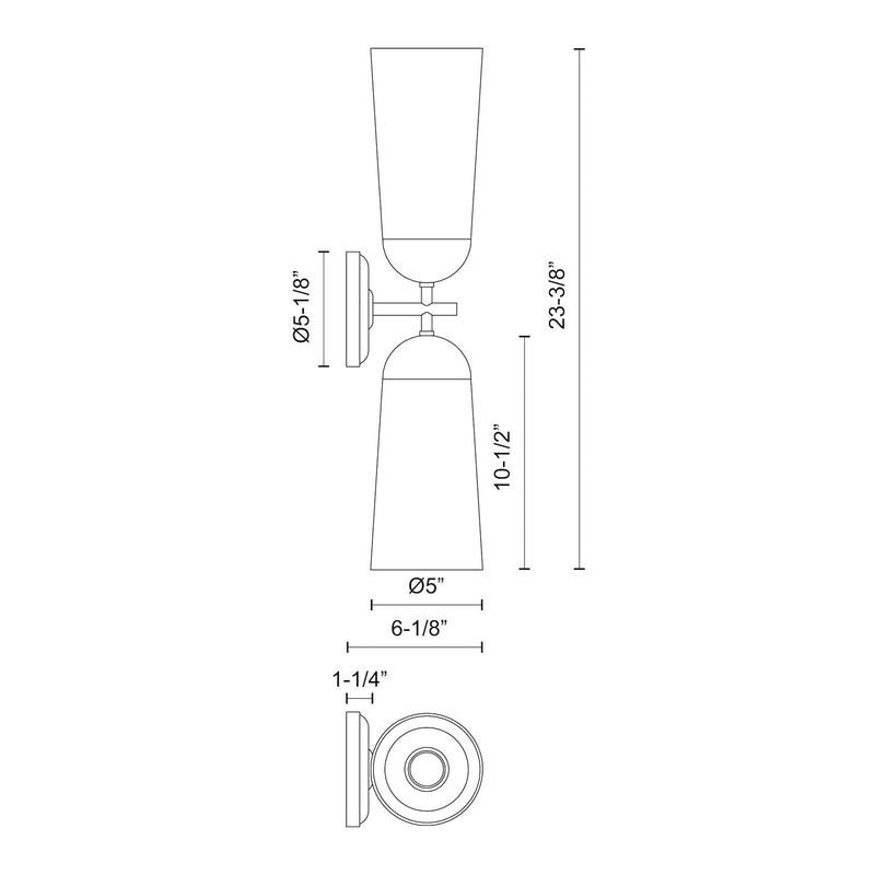 Kuzco Emil 2-Light 5in Vanity Light | White Oak and Clear Glass | Bathroom Vanity & Powder Room | 23.38 x 5 x 6.12 in | Model WV542226WHWK