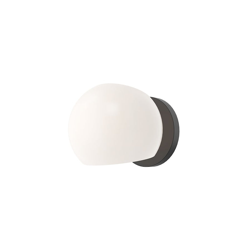 Kuzco Willow 6in 1-Light Wall Sconce | Modern Matte Black and Opal Glass | Bathroom Vanity & Powder Room | 60W E12 Socket Damp | Model WV548006MBOP