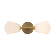 Kuzco Willow 2-Light 17in Vanity Light | Brushed Gold and Opal Glass | Bathroom & Powder Room | 16.75 x 5 x 6.62 in | Model WV548217BGOP