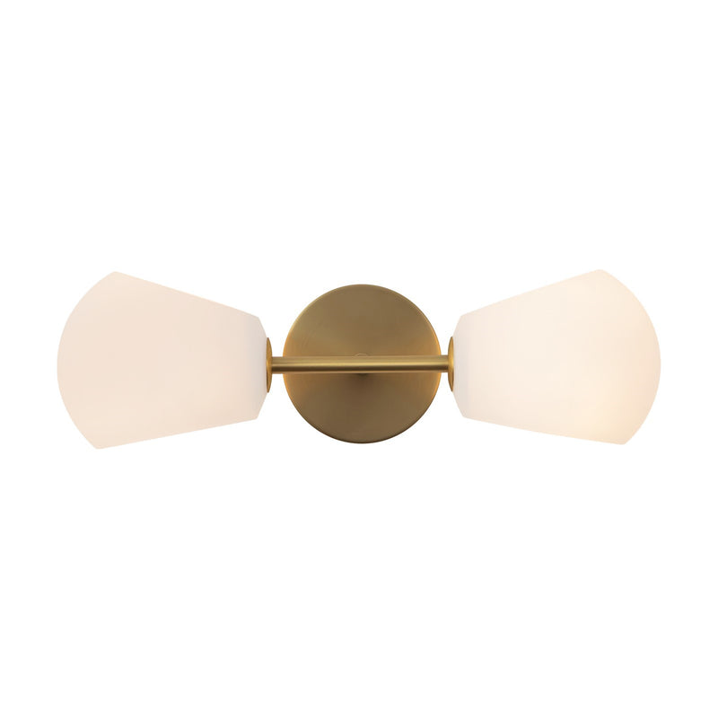 Kuzco Willow 2-Light 17in Vanity Light | Brushed Gold and Opal Glass | Bathroom & Powder Room | 16.75 x 5 x 6.62 in | Model WV548217BGOP