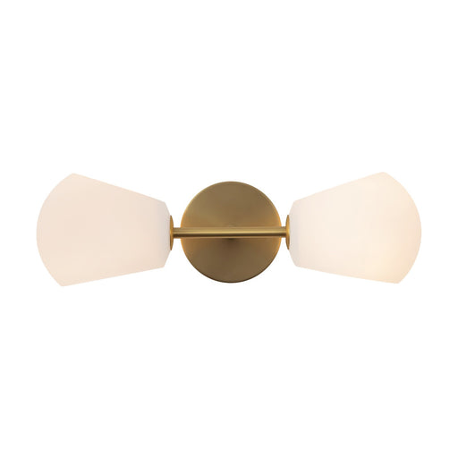 Kuzco Willow 2-Light 17in Vanity Light | Brushed Gold and Opal Glass | Bathroom & Powder Room | 16.75 x 5 x 6.62 in | Model WV548217BGOP