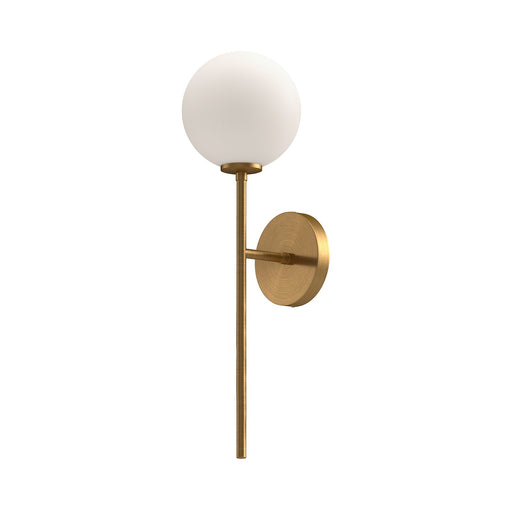 Alora Mood Cassia 20.12in 1-Light Wall Vanity | Mid-Century Aged Gold Metal and Opal Matte Clear Glass | Bathroom & Powder Room | Model WV549101AGOP