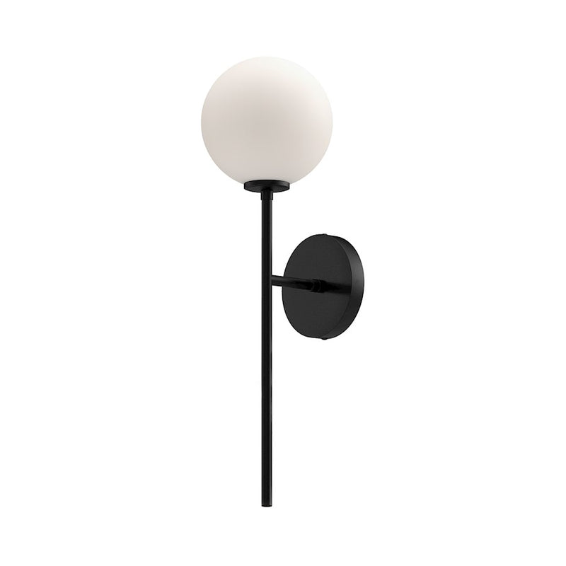 Kuzco Cassia 6in 1-Light Wall Sconce | Mid-Century Matte Black and Opal Matte Glass | Bedroom & Bathroom Accent Light | Model WV549101MBOP