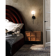 Kuzco Cassia 6in 1-Light Wall Sconce | Mid-Century Matte Black and Opal Matte Glass | Bedroom & Bathroom Accent Light | Model WV549101MBOP