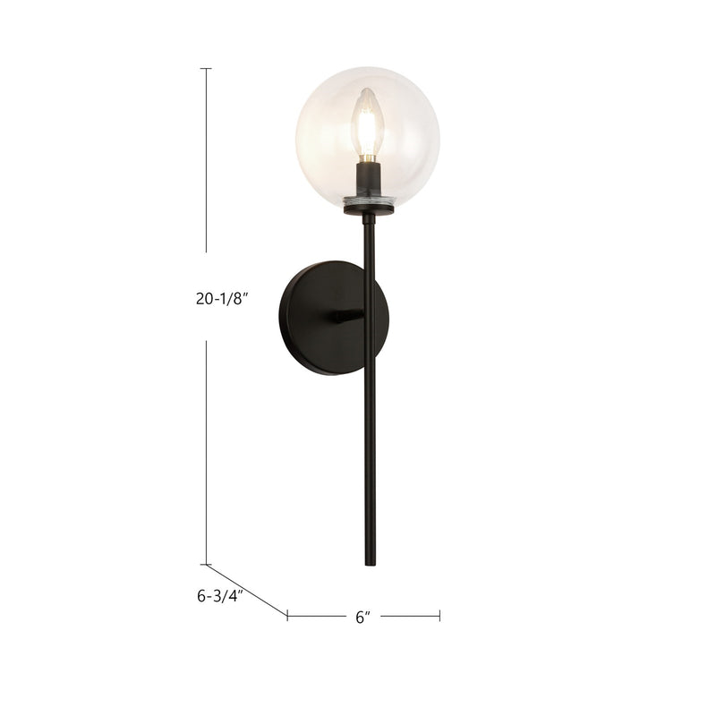 Kuzco Cassia 6in 1-Light Wall Sconce | Mid-Century Matte Black and Opal Matte Glass | Bedroom & Bathroom Accent Light | Model WV549101MBOP