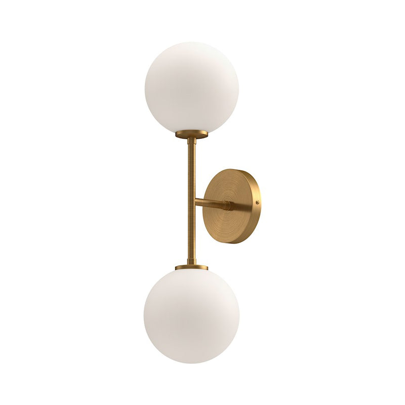 Kuzco Cassia 2-Light 6in Wall Vanity Light | Aged Gold and Opal Matte Glass | Bedroom & Hallway Vanity | 6 x 6 x 20.12 in | Model WV549220AGOP