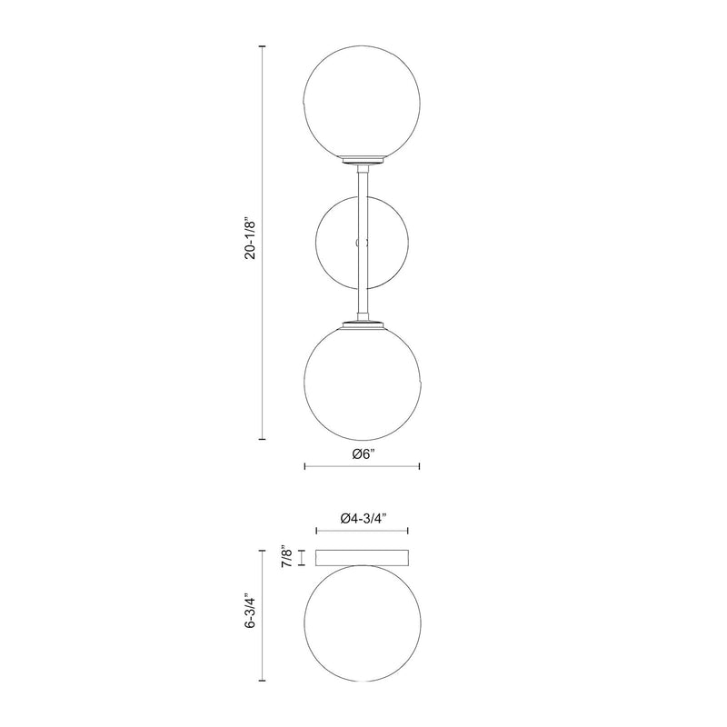 Kuzco Cassia 2-Light 6in Wall Vanity Light | Aged Gold and Opal Matte Glass | Bedroom & Hallway Vanity | 6 x 6 x 20.12 in | Model WV549220AGOP