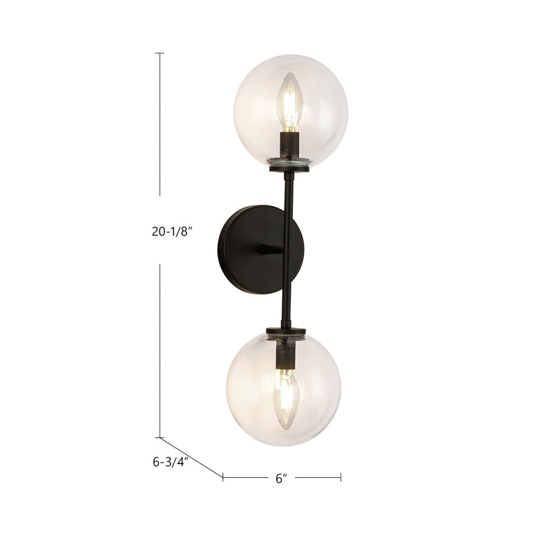 Kuzco Cassia 2-Light 6in Wall Vanity Light | Aged Gold and Opal Matte Glass | Bedroom & Hallway Vanity | 6 x 6 x 20.12 in | Model WV549220AGOP