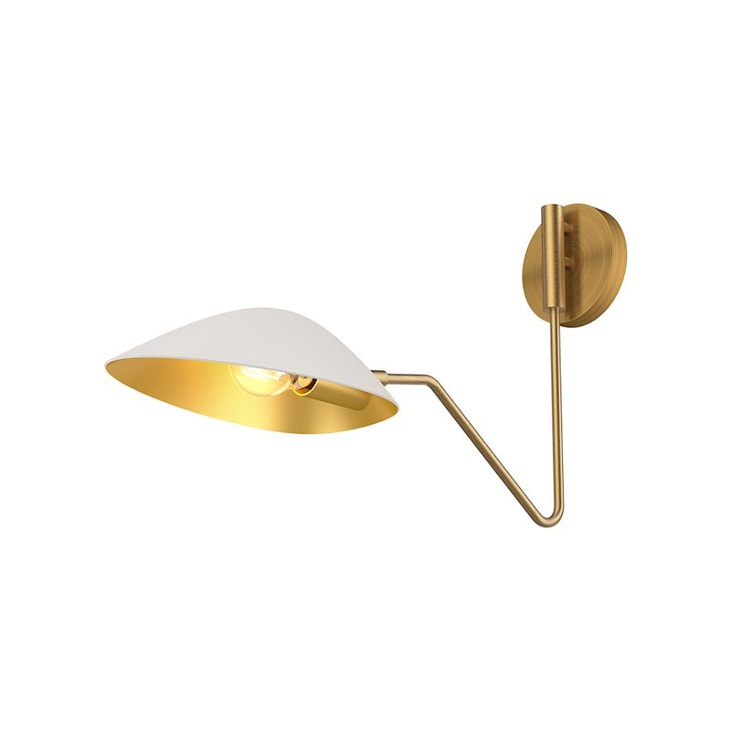 Kuzco Oscar 1-Light 6in Vanity Light | Aged Gold and White Teardrop Shade | Bathroom Vanity & Powder Room | 8 x 6 x 12 in | Model WV550006WHAG