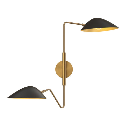 Alora Mood Oscar 2-Light 6in Wall Sconce | Modern Aged Gold and Matte Black Metal | Bathroom Vanity & Hallway Accent | Model WV550224MBAG