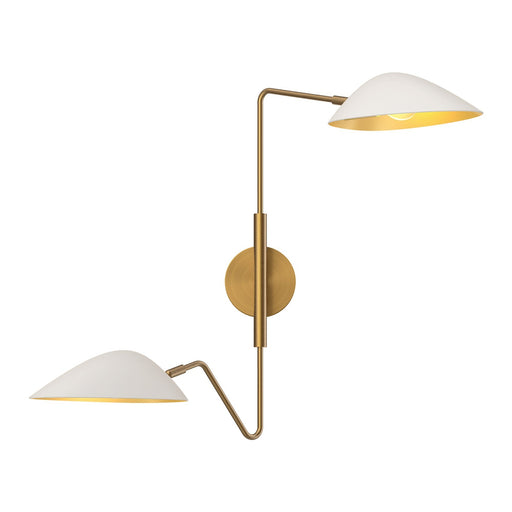 Alora Mood Oscar 23.5in 2-Light Vanity Light | Modern Aged Gold and White Metal | Bathroom Vanity & Powder Room | Model WV550224WHAG