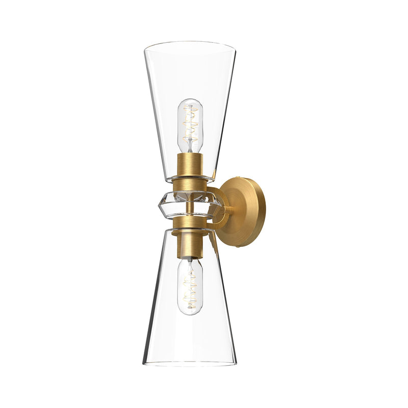Kuzco Salem 6in 2-Light Vanity Light | Luxe Brushed Gold and Clear Crystal | Bathroom & Powder Room | 6 x 20.25 x 7.62 in | Model WV570221BGCL