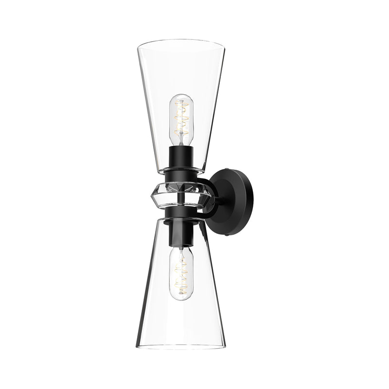 Alora Mood Salem 6in 2-Light Vanity Light | Clear Crystal and Matte Black Metal | Bathroom Vanity & Powder Room | Model WV570221MBCL