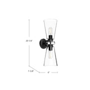 Alora Mood Salem 6in 2-Light Vanity Light | Clear Crystal and Matte Black Metal | Bathroom Vanity & Powder Room | Model WV570221MBCL
