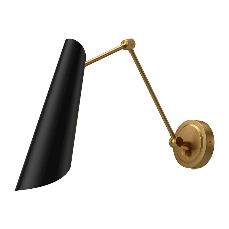 Kuzco Gabriel 1-Light 4in Wall Sconce | Parchment-Inspired Aged Gold and Matte Black Metal | Bathroom Vanity & Powder Room | Model WV572325MBAG