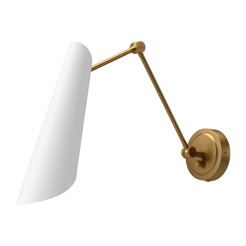 Kuzco Gabriel 4in 1-Light Wall Sconce | Elegant Aged Gold Metal and White Shade | Bathroom Vanity & Hallway Accent | Model WV572325WHAG