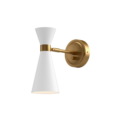 Alora Mood Blake 4in 1-Light Vanity Light | Aged Gold and White Metal | Bathroom & Powder Room | 60W E26 Damp Rated | Model WV574404WHAG