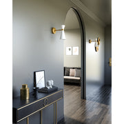 Alora Mood Blake 4in 1-Light Vanity Light | Aged Gold and White Metal | Bathroom & Powder Room | 60W E26 Damp Rated | Model WV574404WHAG